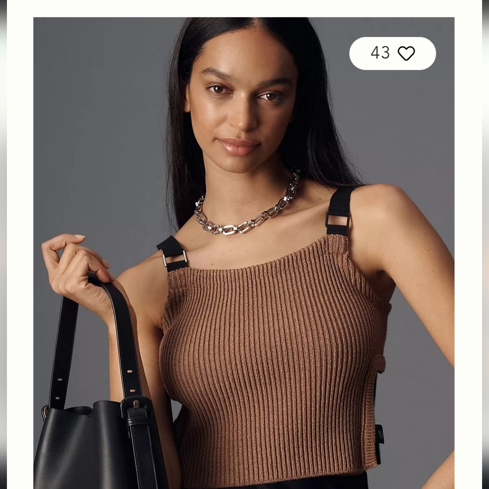 Anthropologie Ribbed Sweater Utility Tank Top Sz L